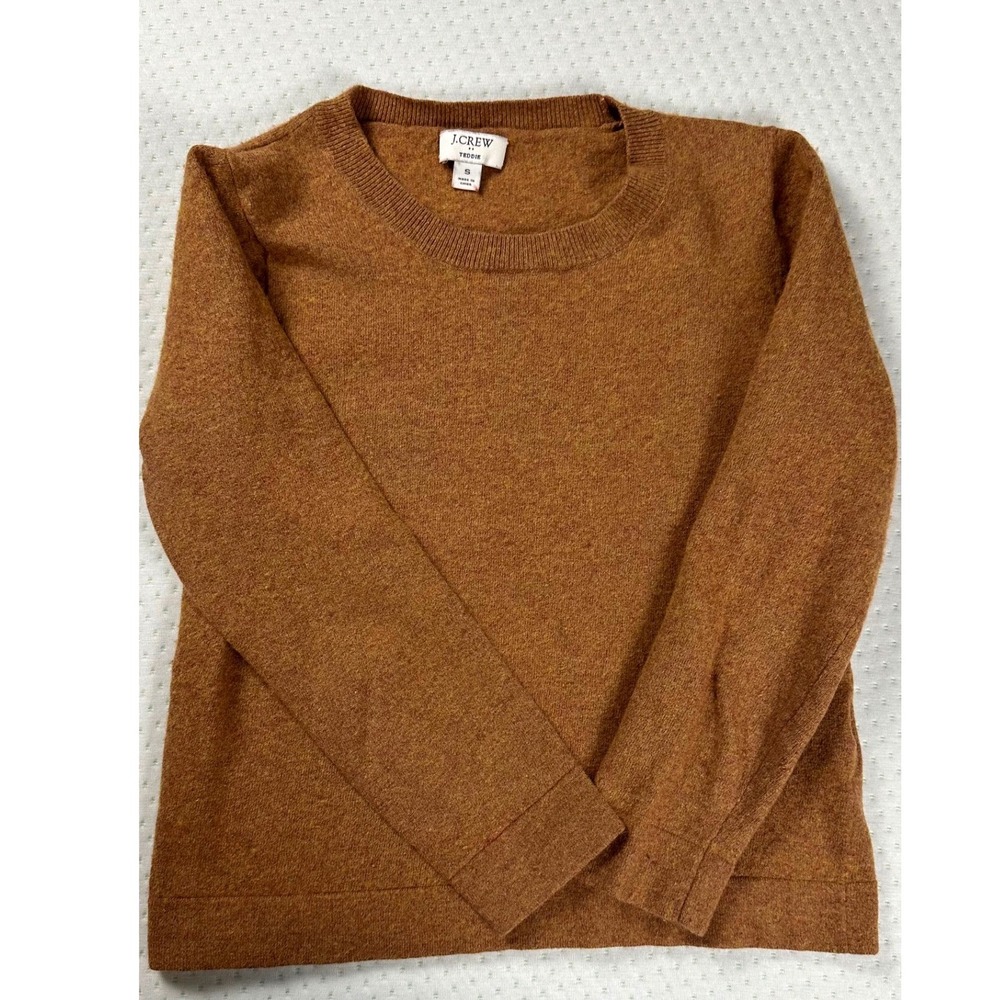 J.Crew Teddie Sweater Womens Small Heathered Camel Brown Cotton Wool/Autumn/Cozy